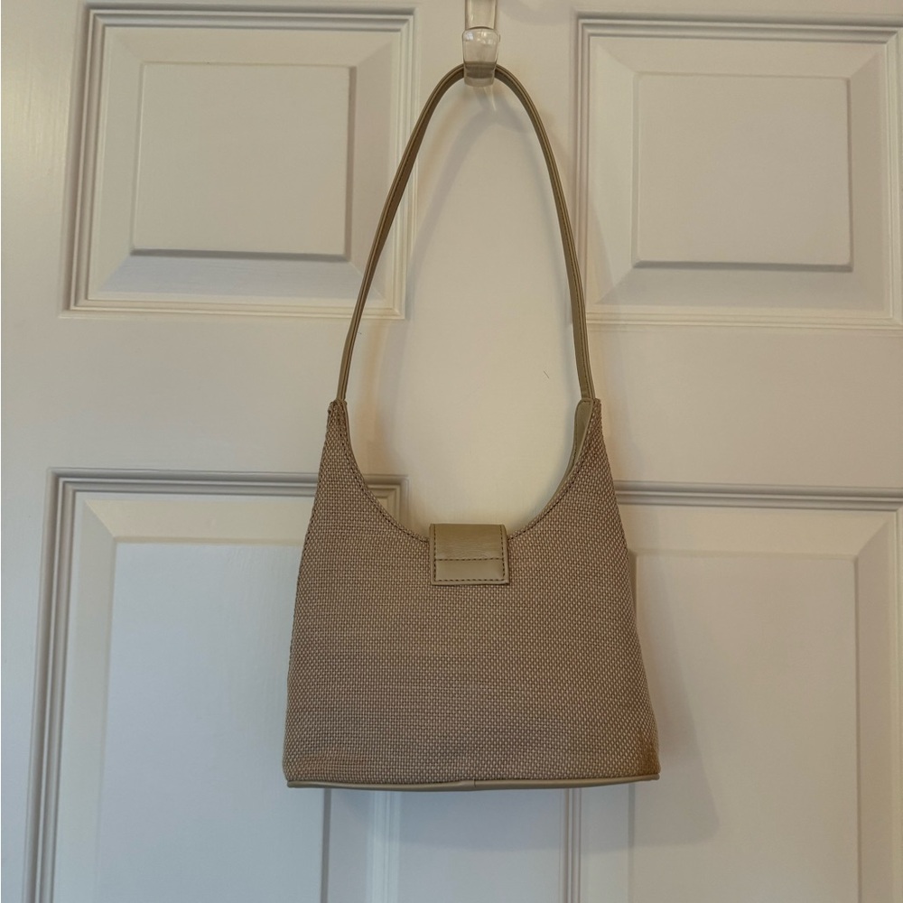 GUC Cream 90s Nine West structured leather & wicker shoulder bag - Picture 2 of 9